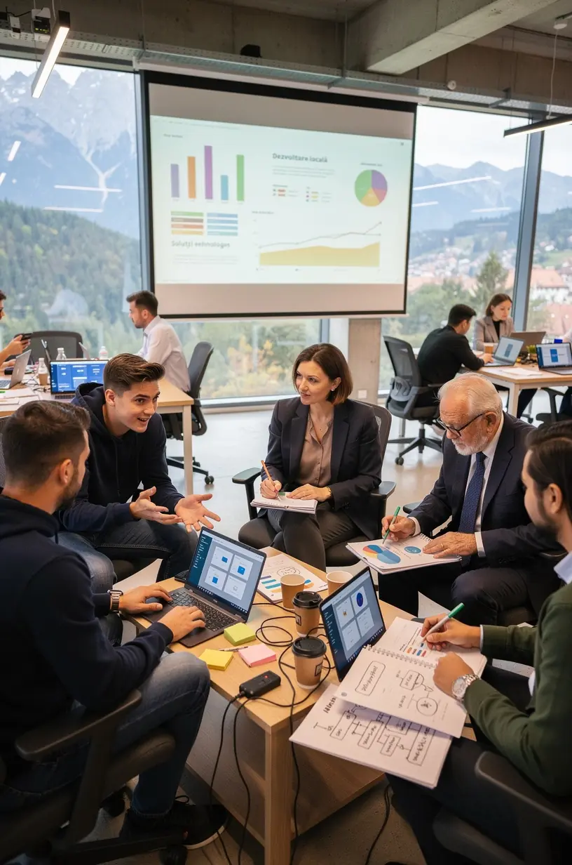 Persoană care analizează diagrame și grafice pentru identificarea problemelor locale.